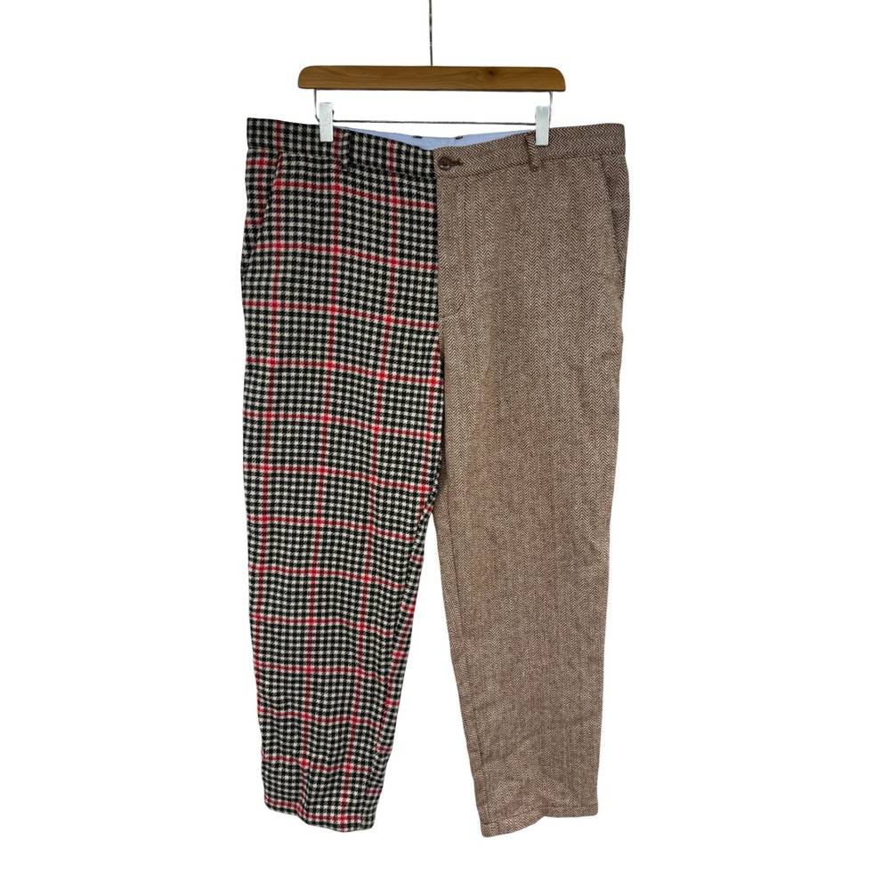 Rowing Blazers x Target Mens Patchwork Suit XL Herringbone Plaid Brown Red 2pc - Picture 11 of 15